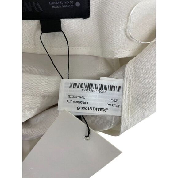 Zara Womens Dress Pants XL White Linen Blend Wide Leg Trousers 2927/586 NWT - Picture 6 of 11